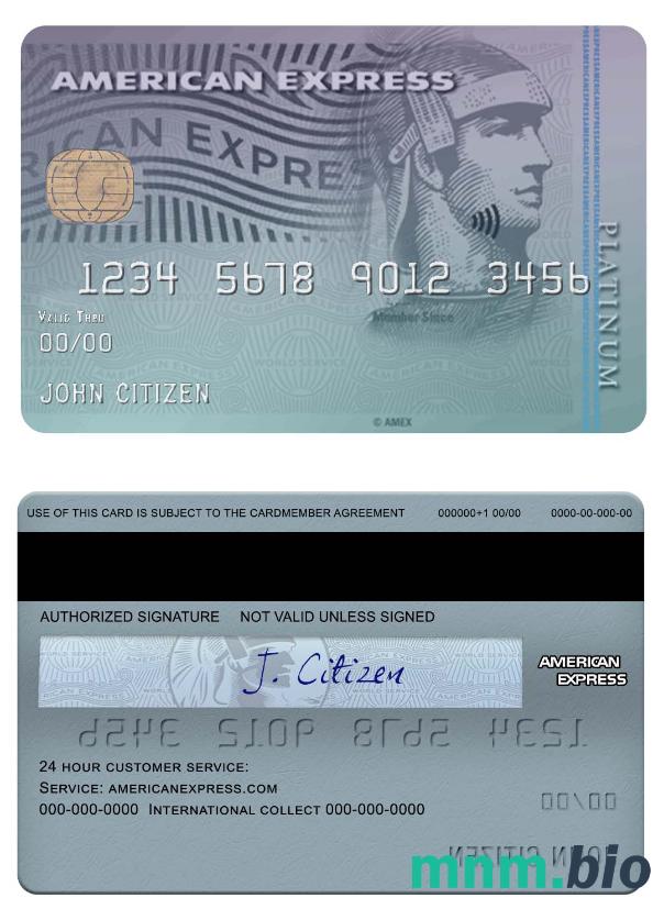 USA Discover bank amex platyna karta przykład w formacie PSD